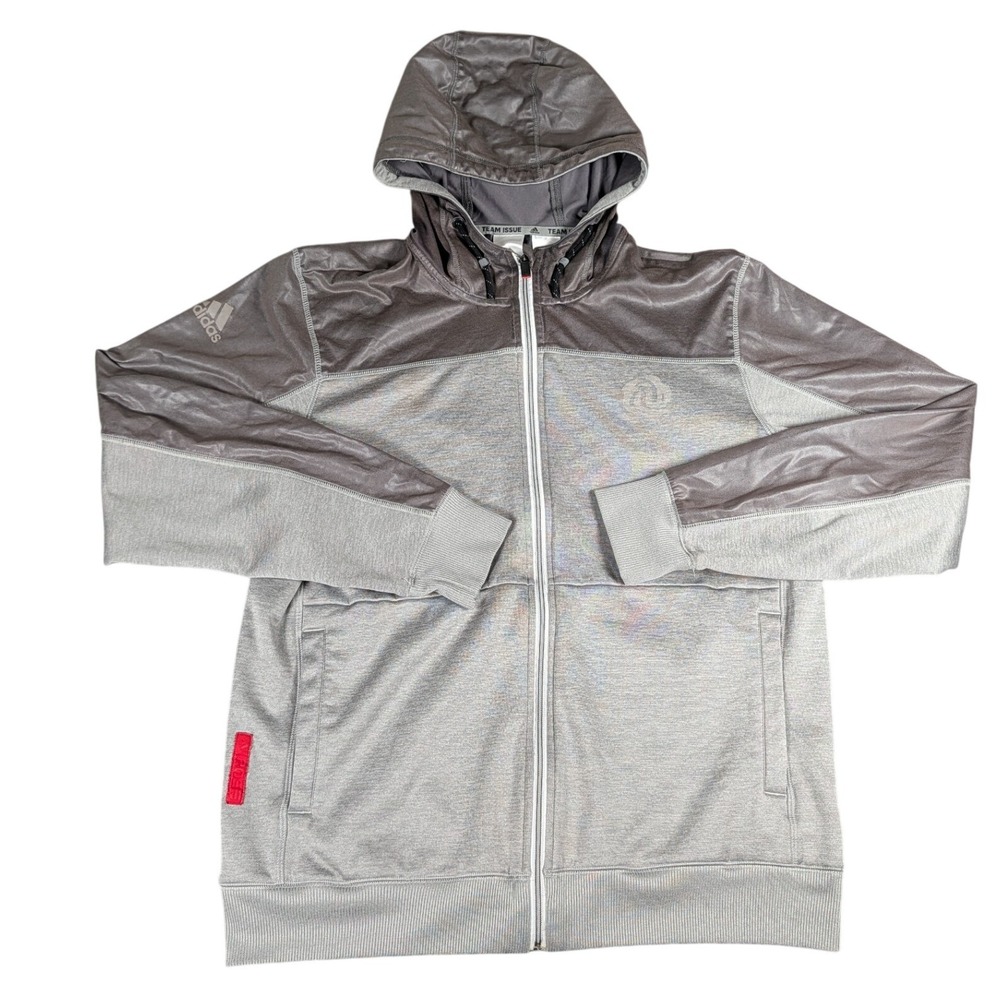 Adidas Team Issue D Rose Full Zip Hoodie Grey Two Tone Athletic Jacket L -Rare
